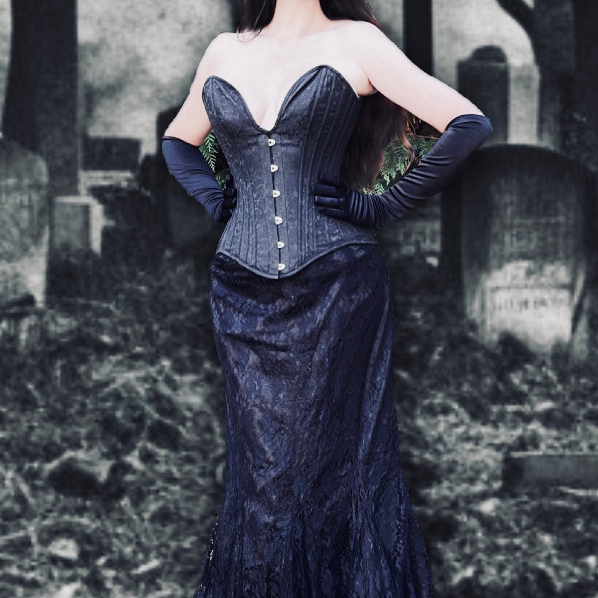 Dark Angel Victorian Gothic Dark Elegance Skirt and Stays Corset 2 Pie